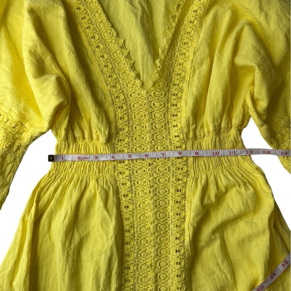 Seaspice Resort Wear Yellow Embroidered Cotton Dress Made in Peru Size M - Picture 9 of 10